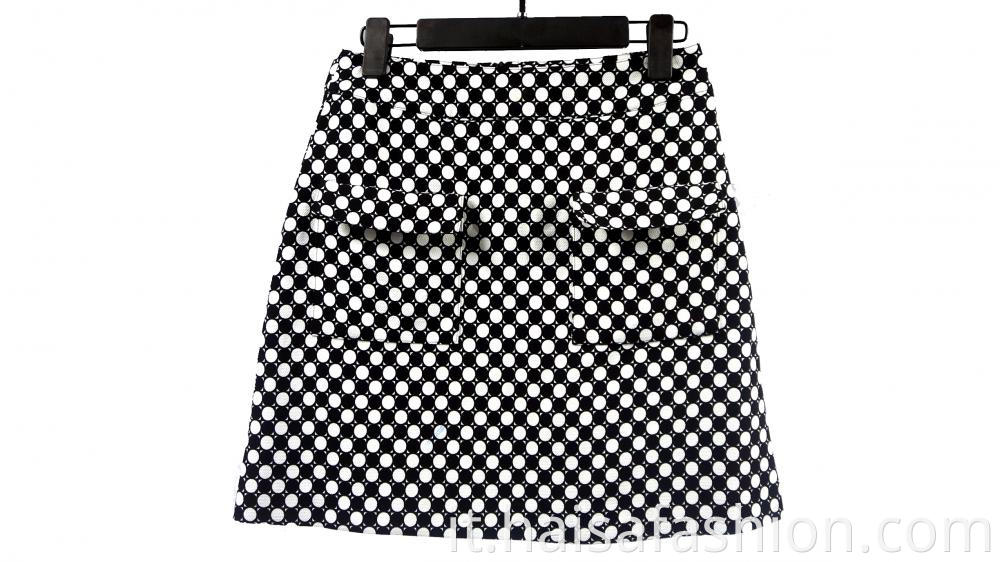 Black And White Dot Printed Women's Skirt